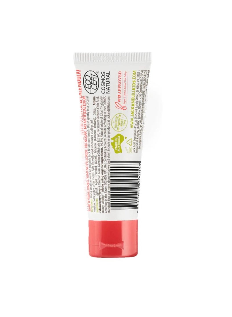 Jack N' Jill Kids Natural Toothpaste 50g Suitable from 6 Months+, Made With Natural Ingredients, Fluoride Free Training Toothpaste, 40% Xylitol, BPA Free, Helps Soothe Gums & Fight Tooth Decay, Strawberry Flavour - Image 2